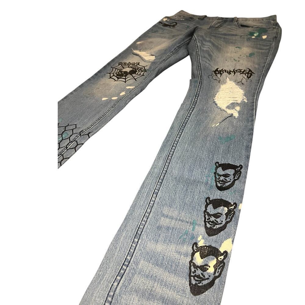 Broken Promises Ultra Slim Stretch Denim Jeans Size 32 Mens - Picture 3 of 9